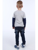 Boy\'s blouse with a football motif, light gray NDZ9092 - Online store - Boutique